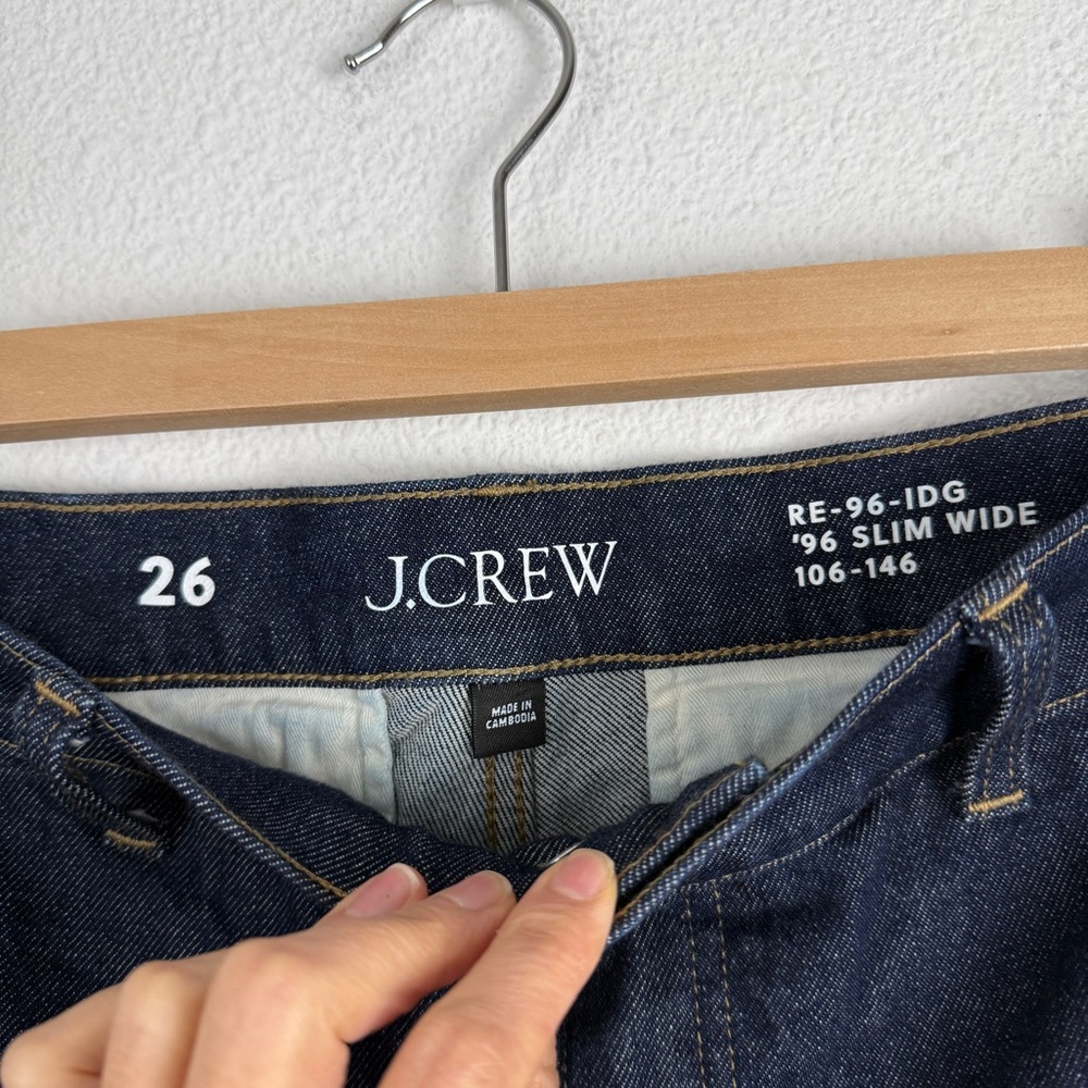 J. Crew ‘96 Slim Wide Trouser Denim Dark Blue Women's Flare Jeans 26 - Picture 7 of 11